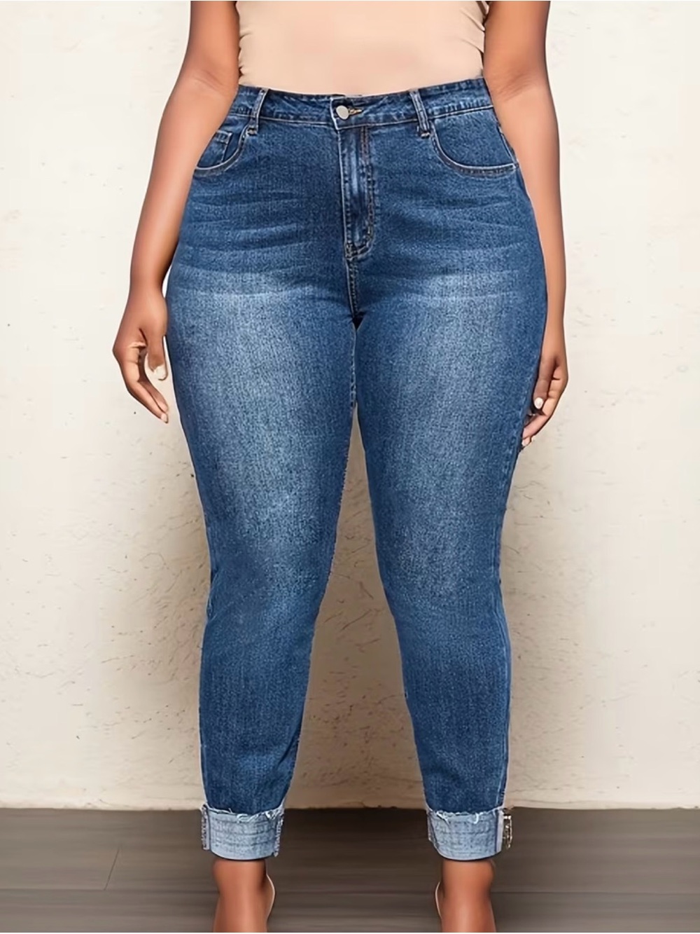 Plus Size High-Rise Skinny Jeans for Women in Blue (14)
